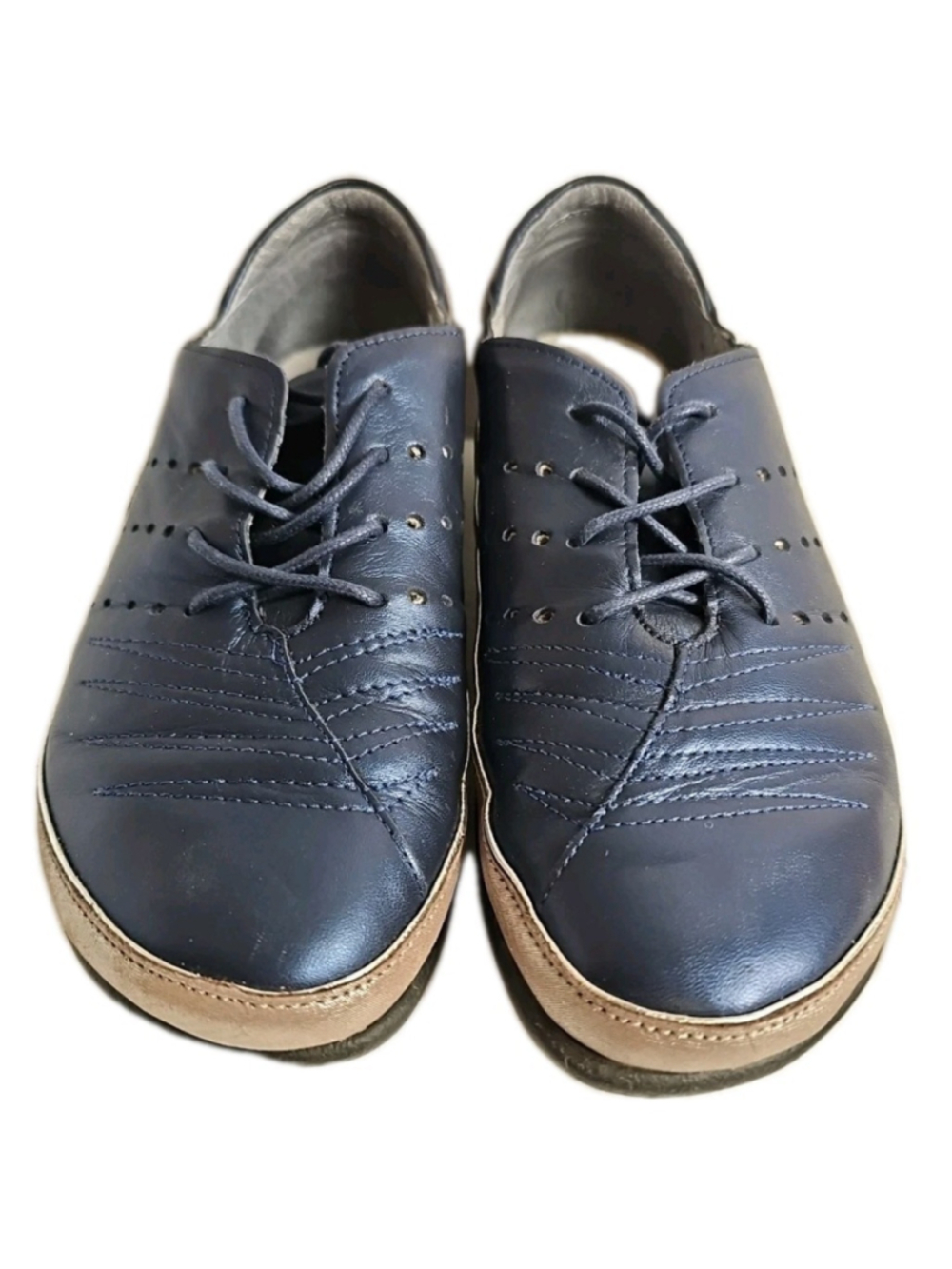 Naot Kumara Navy Blue & Silver Leather Sneakers Lace Up Shoe Women’s EU 37 US 6